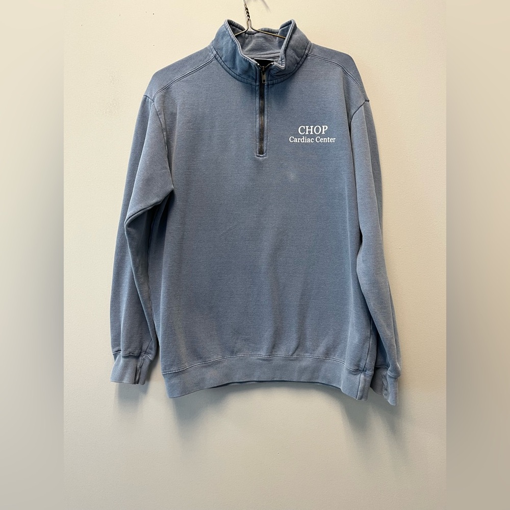 Comfort Colors 1/4 Zip Blue CHOP Cardiac Center Custom Sweatshirt—Medium